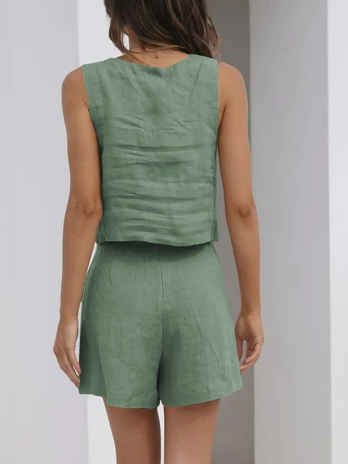 Square Neck Wide Strap Top and Shorts Set